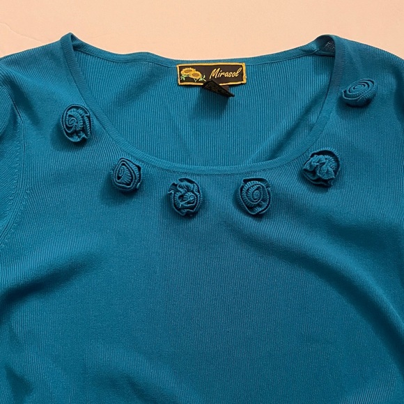 Mirasol Deep Blue Rosette Long Sleeve Tee - Picture 7 of 7
